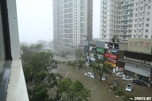 01-6 -01-6 -戴帮国 -2017.8.23拍摄于翠香路海边路口，海水倒灌道路，汽车都被淹了.jpg