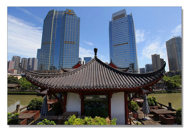 建筑专辑27--5图-3《安顺桥中式建筑与现代建筑（1组）》--支箭-独创用杆撑相机摄于成都.jpg