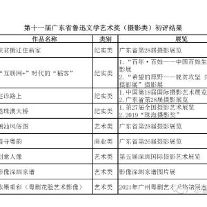 第十一屆廣東省魯迅文學(xué)藝術(shù)獎（攝影類）初評入選作品公示